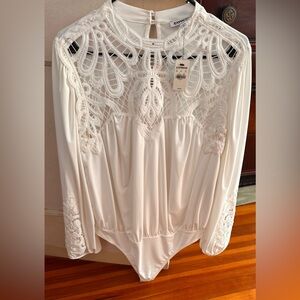 Express cream blouse bodysuit